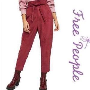 NWT Free People Nightfall Vegan Suede Paper Bag Tie Waist Pants